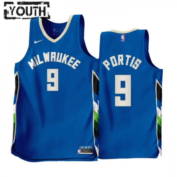 Milwaukee Bucks Trikot Bobby Portis JR 9 Nike 2022-23 City Edition Blau Swingman - Kinder